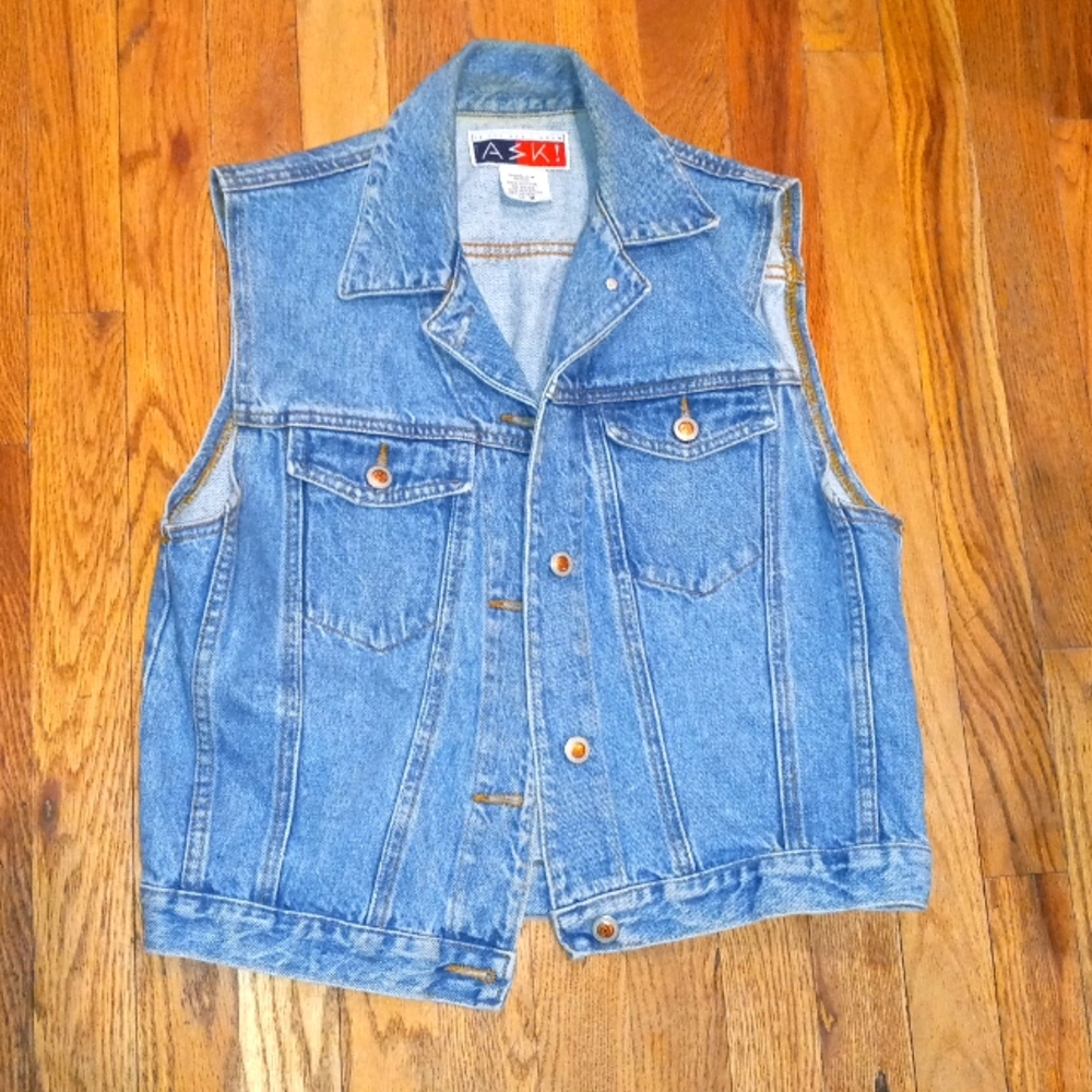 Womens size medium ASK denim sleeveless vest